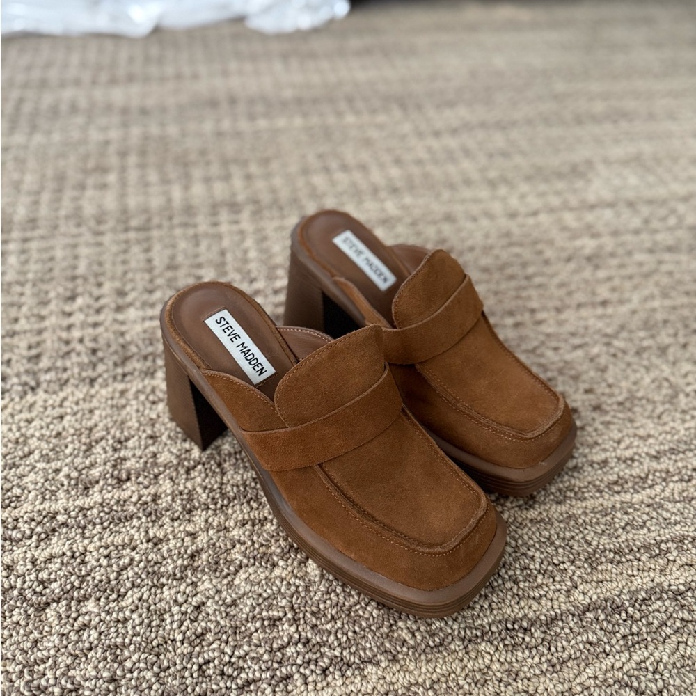 Steve Madden Brown Heels with Chunky Block Heel